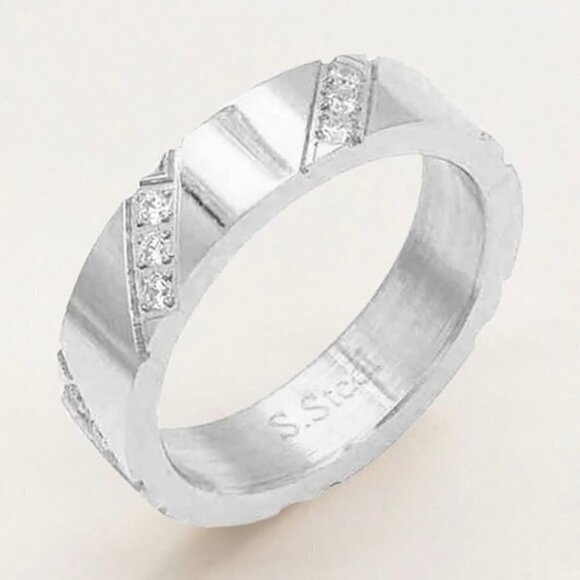 STAINLESS STEEL SILVER RING - Picture 1 of 1